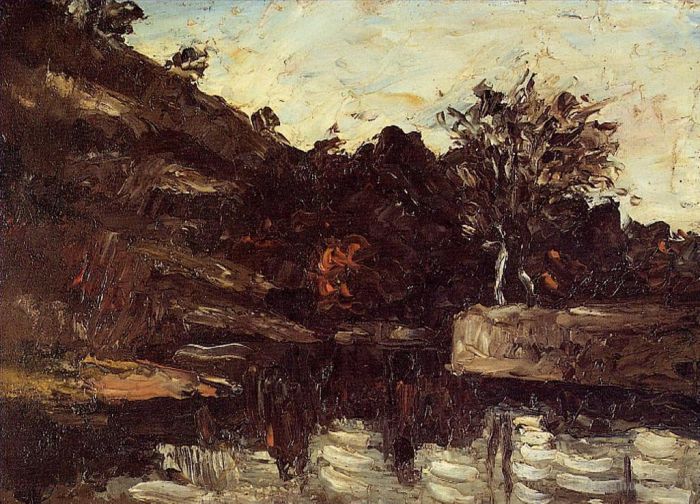 Paul Cezanne Oil Painting - Bend in the River