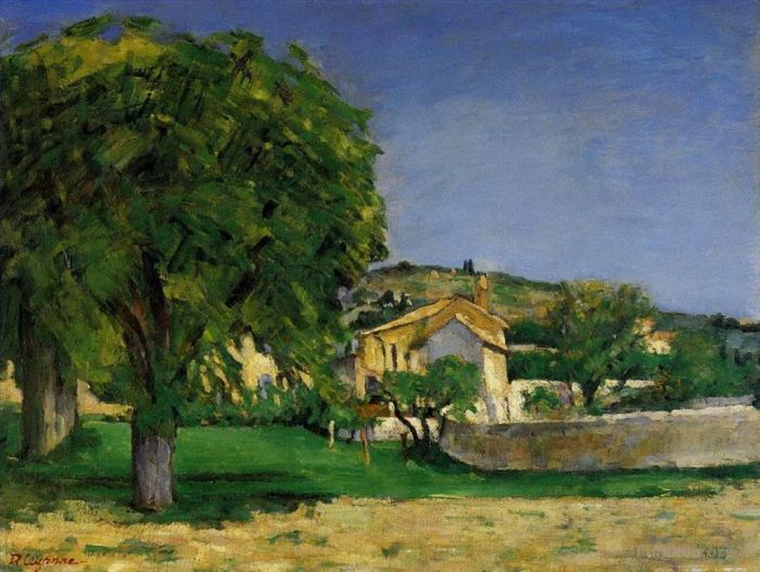 Paul Cezanne Oil Painting - Chestnut Trees and Farmstead of Jas de Bouffin