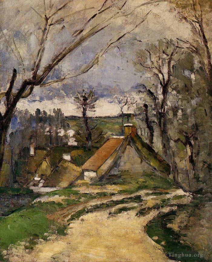 Paul Cezanne Oil Painting - Cottages of Auvers