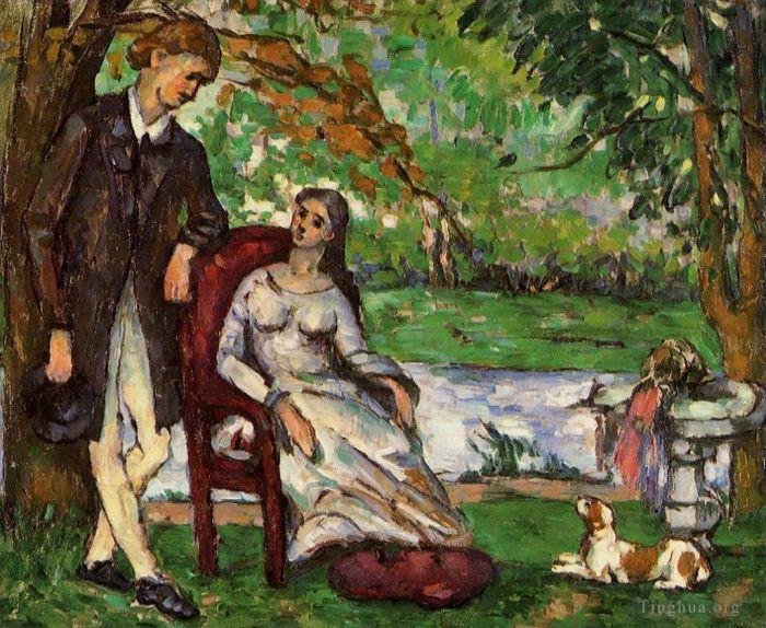 Paul Cezanne Oil Painting - Couple in a Garden