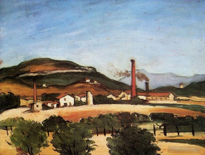 Paul Cezanne Oil Painting - Factories Near Mont de Cengle