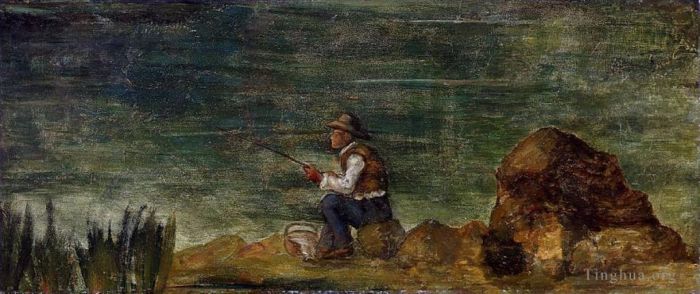 Paul Cezanne Oil Painting - Fisherman on the Rocks