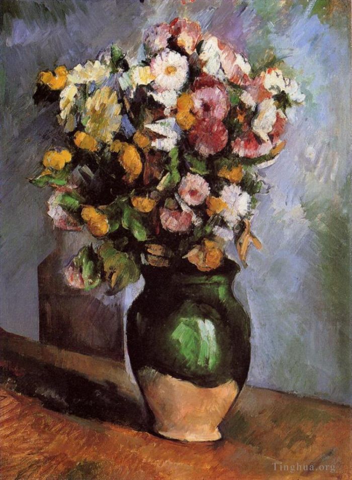 Paul Cezanne Oil Painting - Flowers in an Olive Jar