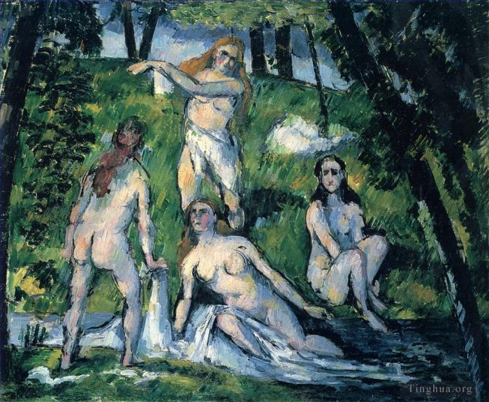 Paul Cezanne Oil Painting - Four Bathers 188