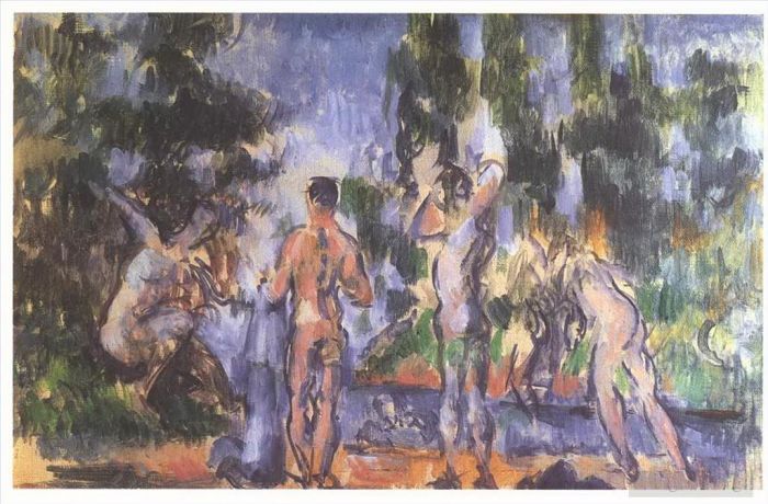 Paul Cezanne Oil Painting - Four Bathers