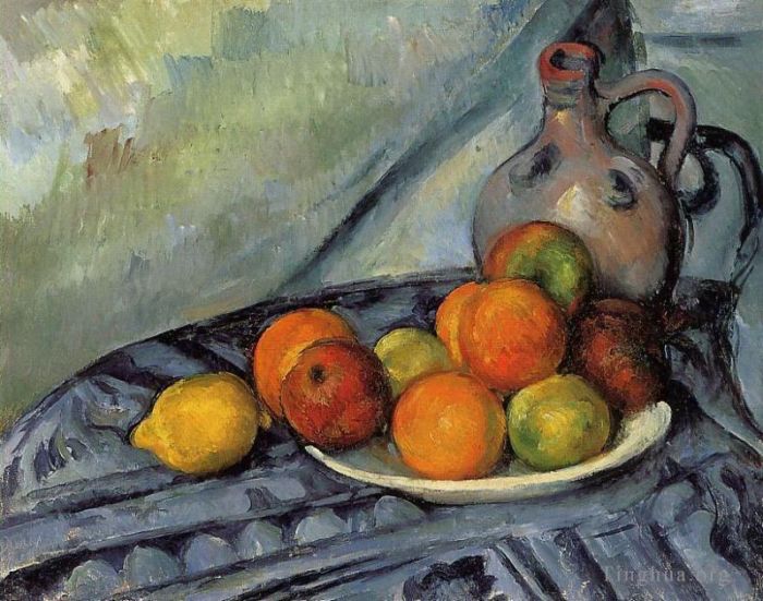 Paul Cezanne Oil Painting - Fruit and Jug on a Table