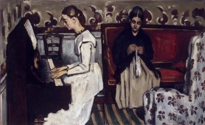 Paul Cezanne Oil Painting - Girl at the Piano