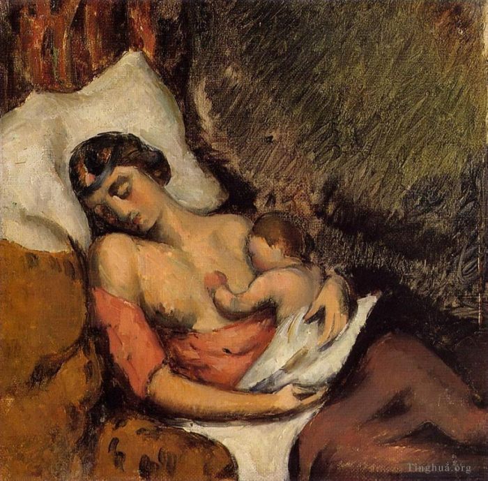 Paul Cezanne Oil Painting - Hortense Breast Feeding Paul