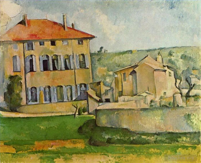Paul Cezanne Oil Painting - House and Farm at Jas de Bouffan