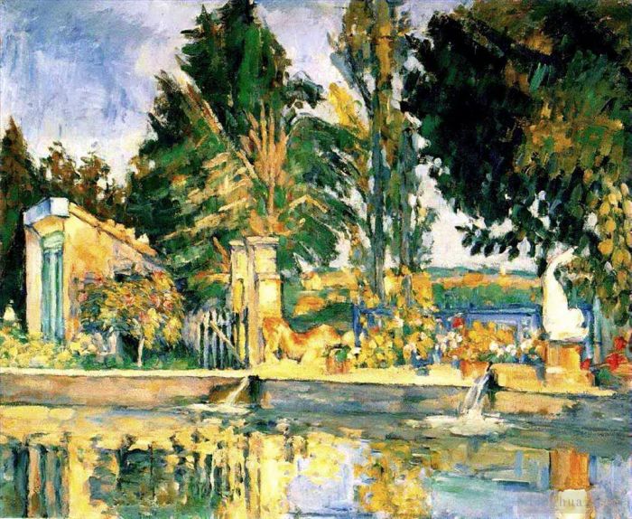 Paul Cezanne Oil Painting - Jas de Bouffan the pool