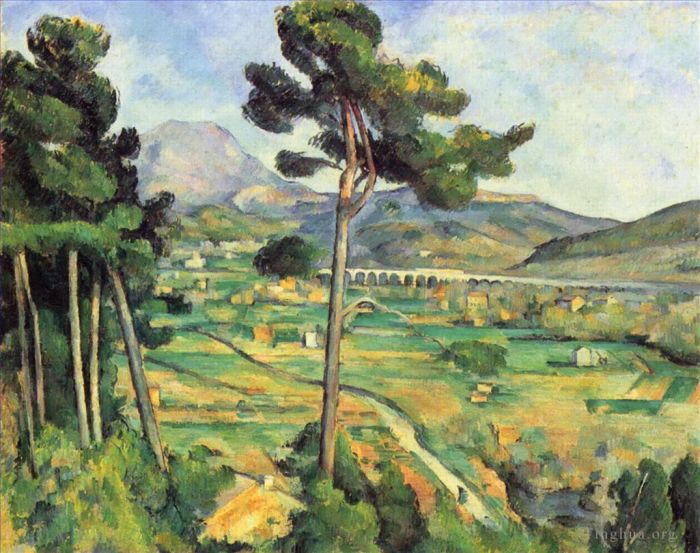 Paul Cezanne Oil Painting - The Mont Sainte-Victoire and the Viaduct of the Arc River Valley