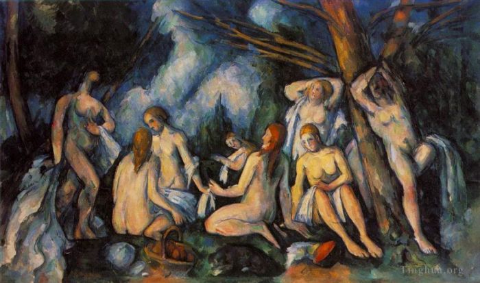 Paul Cezanne Oil Painting - Large Bathers