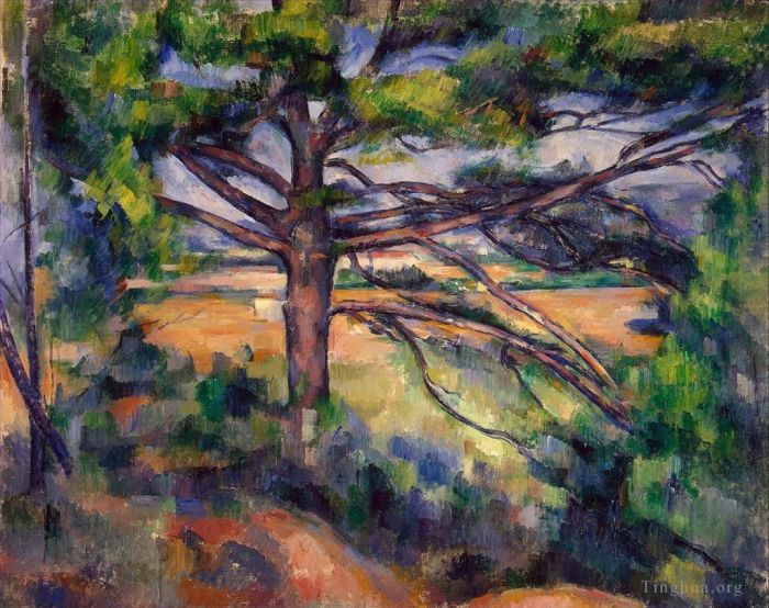 Paul Cezanne Oil Painting - Large Pine and Red Earth