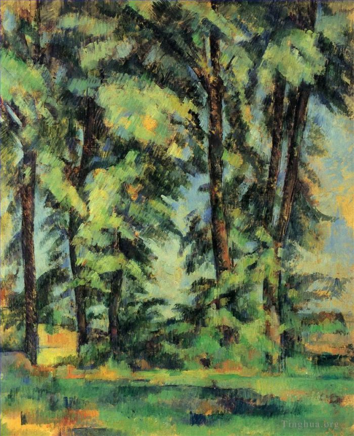 Paul Cezanne Oil Painting - Large Trees at Jas de Bouffan