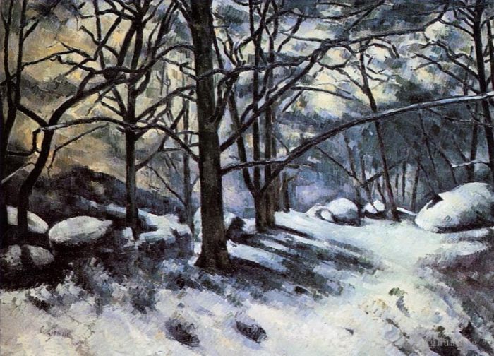 Paul Cezanne Oil Painting - Melting Snow Fontainbleau