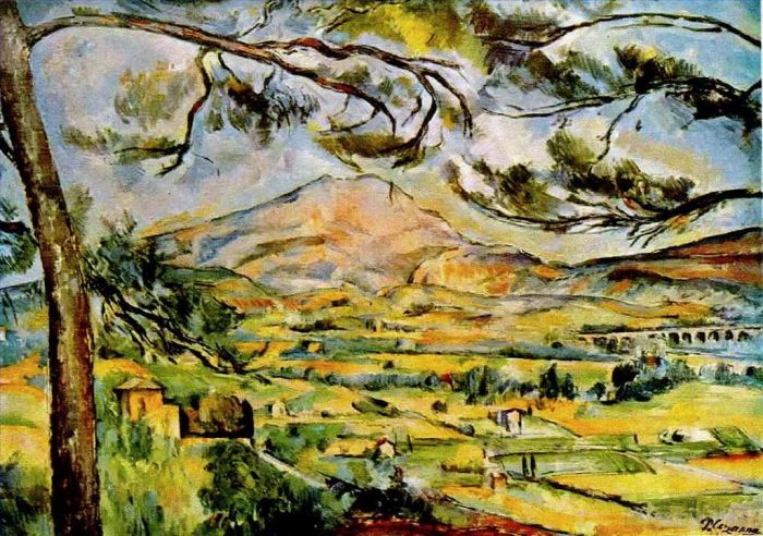 Paul Cezanne Oil Painting - Montagne Sainte-Victoire with Large Pine