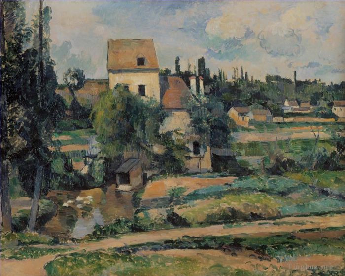 Paul Cezanne Oil Painting - Moulin de la Couleuvre at Pontoise