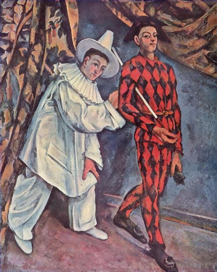 Paul Cezanne Oil Painting - Pierrot and Harlequin Mardi Gras