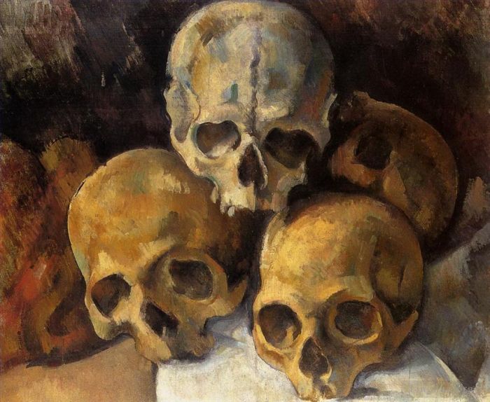 Paul Cezanne Oil Painting - Pyramid of skulls