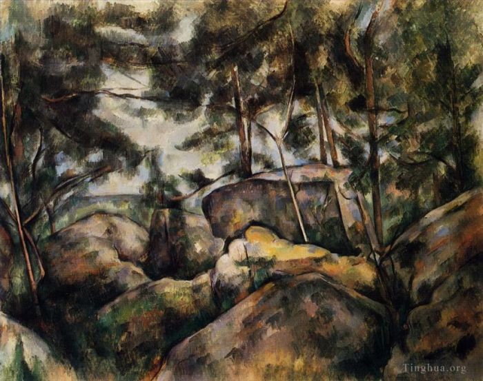 Paul Cezanne Oil Painting - Rocks at Fountainebleau