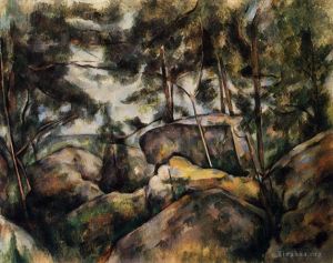 Artist Paul Cezanne's Work - Rocks at Fountainebleau