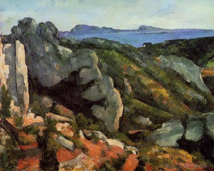 Paul Cezanne Oil Painting - Rocks at L Estaque