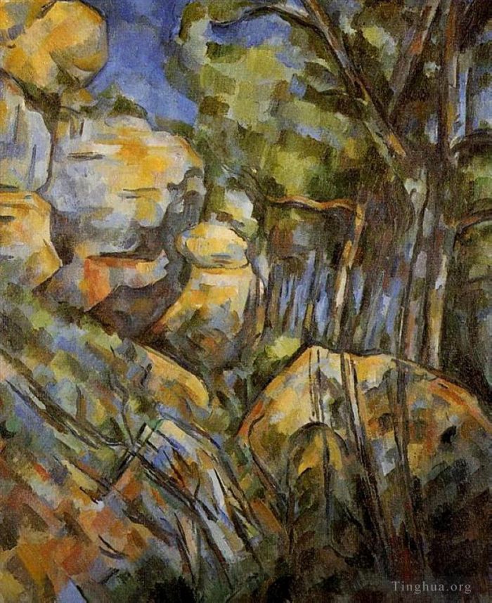 Paul Cezanne Oil Painting - Rocks near the Caves below the Chateau Noir