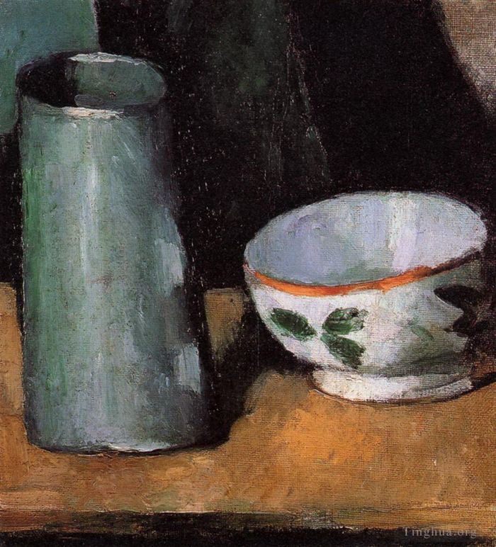 Paul Cezanne Oil Painting - Still Life Bowl and Milk Jug