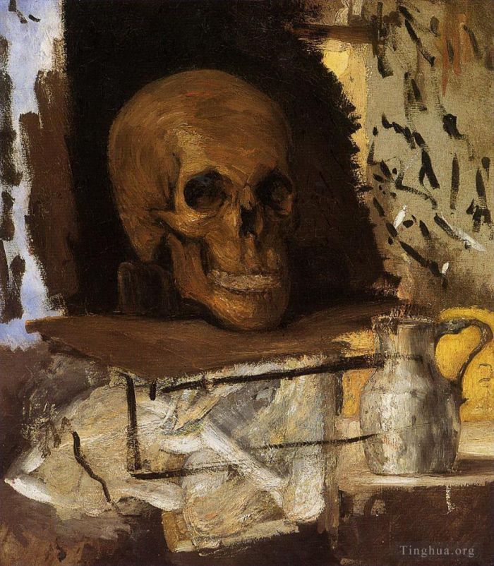 Paul Cezanne Oil Painting - Still Life Skull and Waterjug