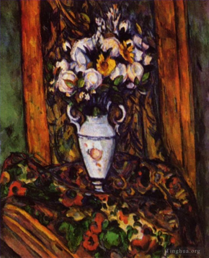 Paul Cezanne Oil Painting - Still Life Vase with Flowers