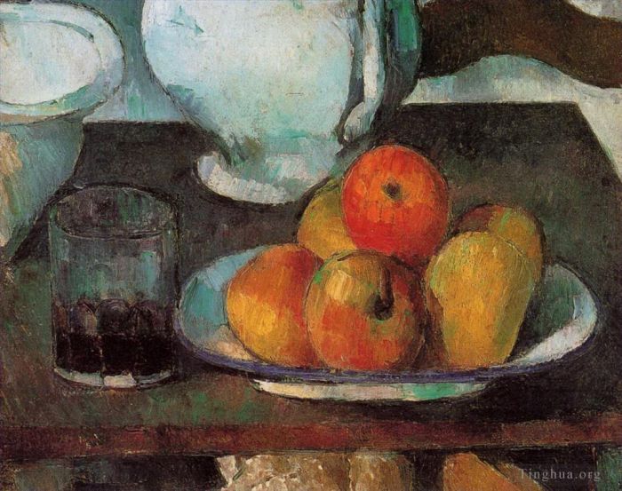 Paul Cezanne Oil Painting - Still Life with Apples and a Glass of Wine