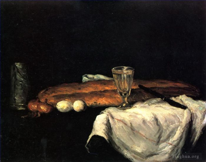 Paul Cezanne Oil Painting - Still Life with Bread and Eggs