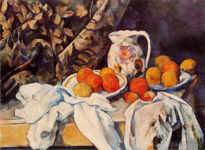 Paul Cezanne Oil Painting - Still Life with a Curtain