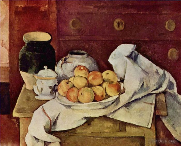 Paul Cezanne Oil Painting - Still Life with a Chest of Drawers 1887