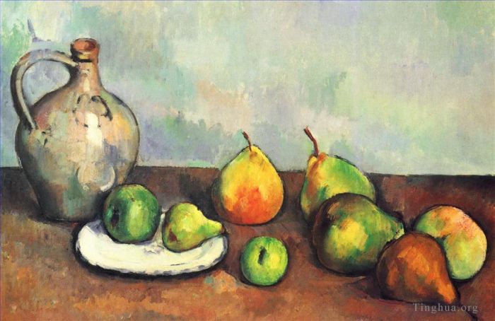 Paul Cezanne Oil Painting - Still life pitcher and fruit