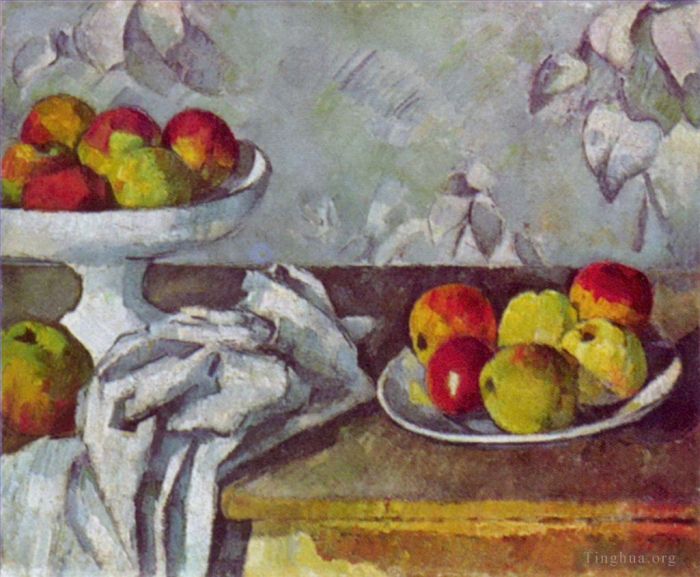 Paul Cezanne Oil Painting - Still life with apples and fruit bowl