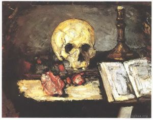 Artist Paul Cezanne's Work - Still life with skull candle and book
