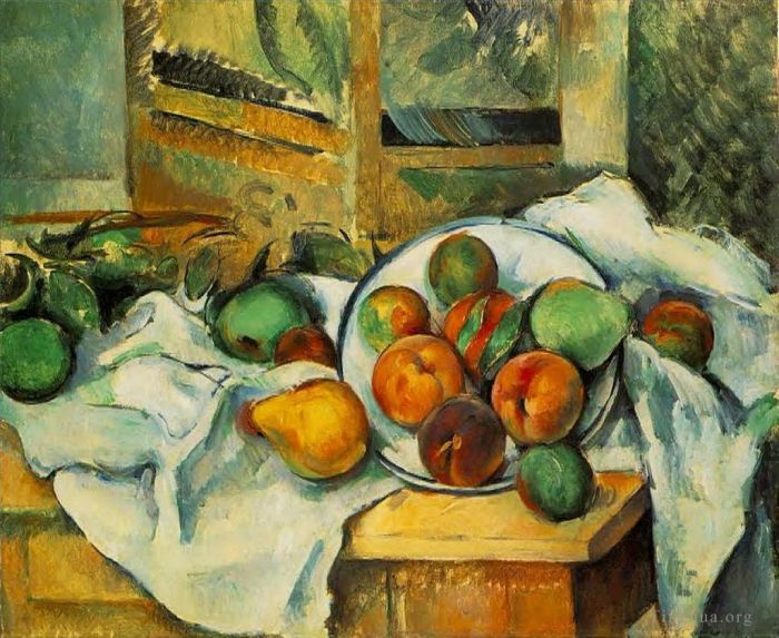 Paul Cezanne Oil Painting - Table Napkin and Fruit