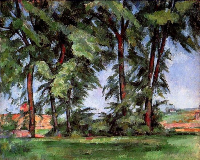 Paul Cezanne Oil Painting - Tall Trees at the Jas de Bouffan