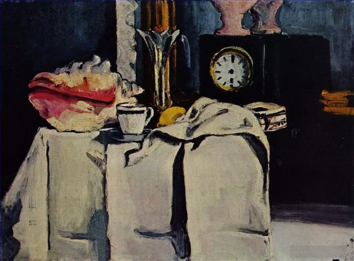 Paul Cezanne Oil Painting - The Black Marble Clock