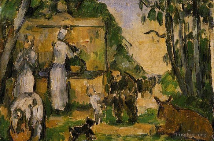 Paul Cezanne Oil Painting - The Fountain