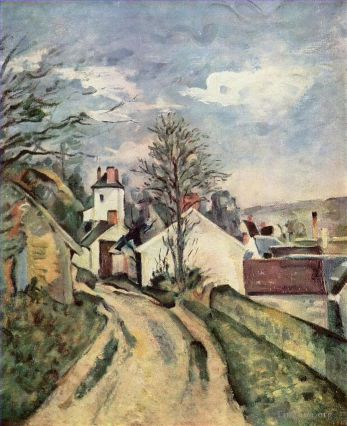 Paul Cezanne Oil Painting - The House of Dr Gached in Auvers
