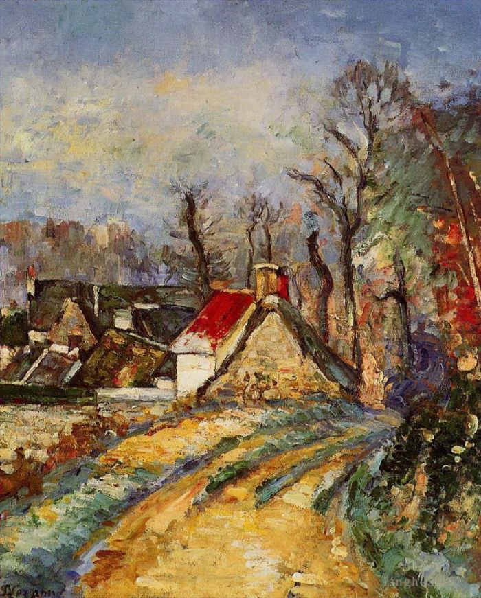Paul Cezanne Oil Painting - The Turn in the Road at Auvers