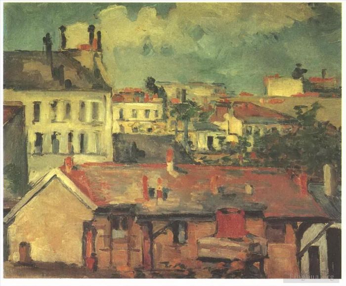 Paul Cezanne Oil Painting - The roofs