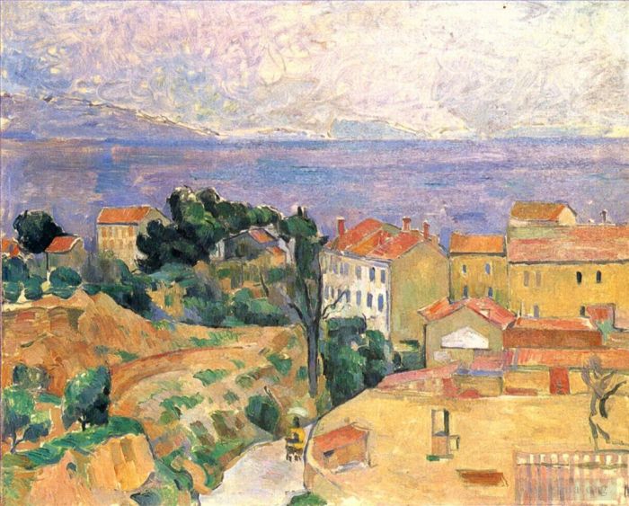 Paul Cezanne Oil Painting - View of L Estaque 2