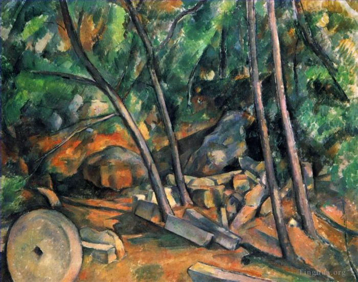 Paul Cezanne Oil Painting - Woods with Millstone