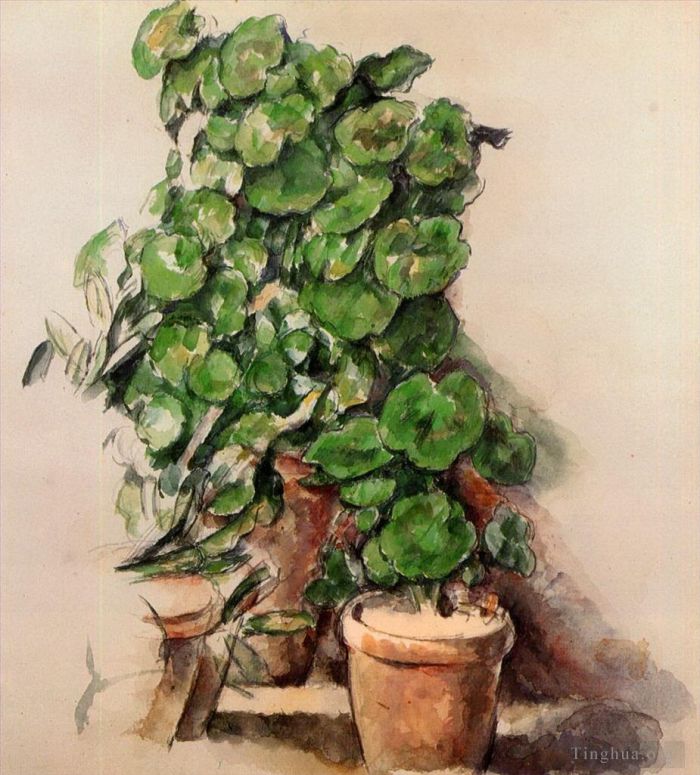 Paul Cezanne Various Paintings - Pots of Geraniums
