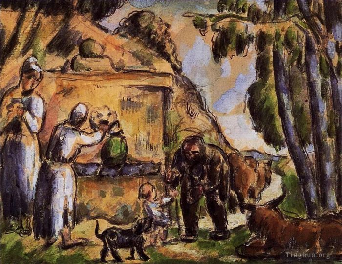 Paul Cezanne Various Paintings - The Fountain 2