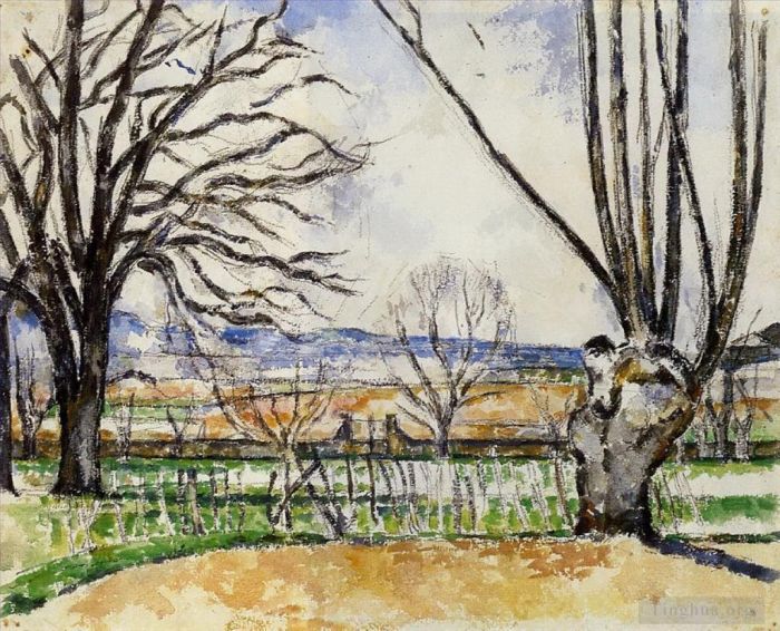 Paul Cezanne Various Paintings - The Trees of Jas de Bouffan in Spring