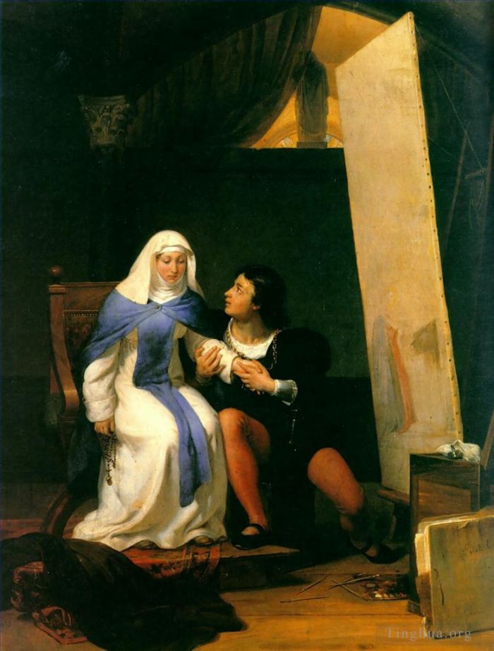 Paul Delaroche Oil Painting - Filippo Lippo Falling in Love with his Model 1822
